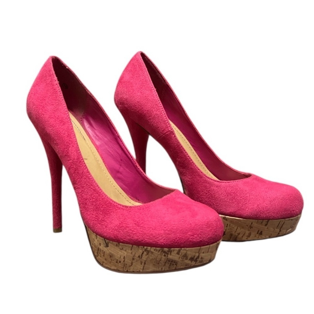 Vibrant Pink Platform Heels 👠 with Cork Base